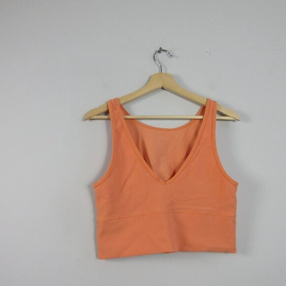 Lululemon Power Pivot Tank *Rib In Golden Apricot L M Crop Top Activewear 92 - Picture 2 of 8